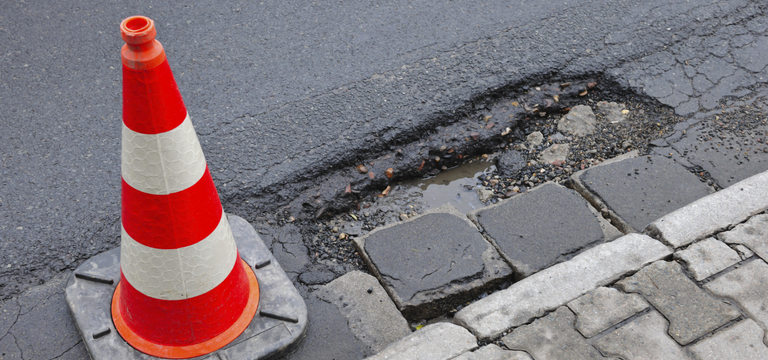 pothole on road