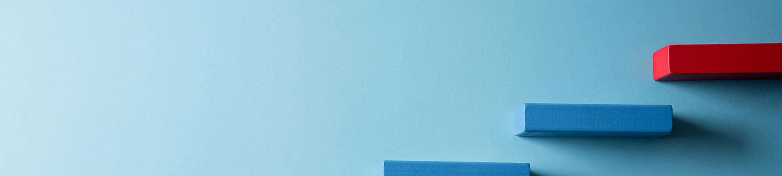 steps on blue background