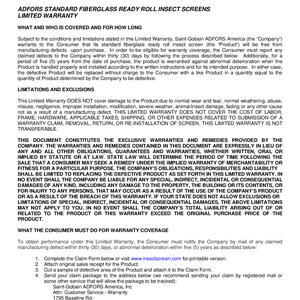 Warranty Information - Standard